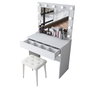 Hanah Home Mesa de Maquillaje con Espejo de 11 Focos y Puff Blanco
